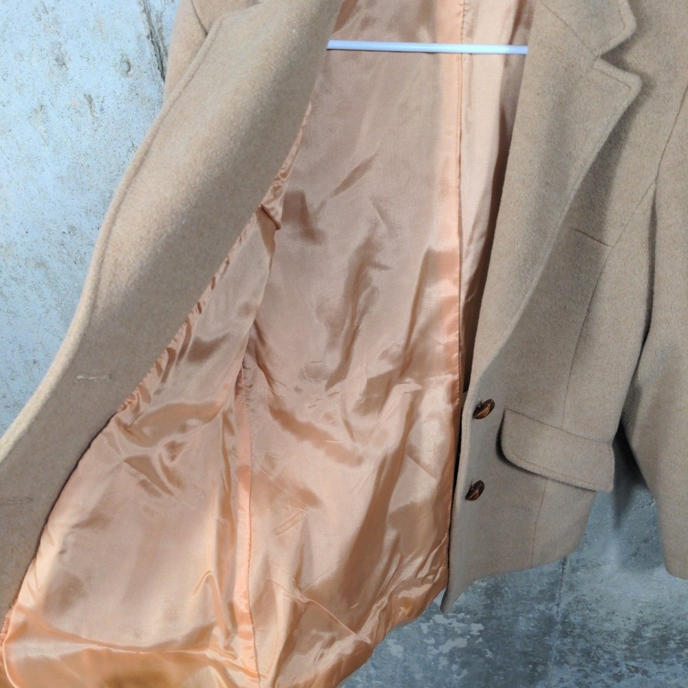 VTG 70s Carroll Reed England Cashmere Wool Blazer Jacket Tan Camel Sz M 12 Lined - Picture 6 of 12